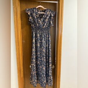 Floral Maxi Dress with Ruffle Sleeves